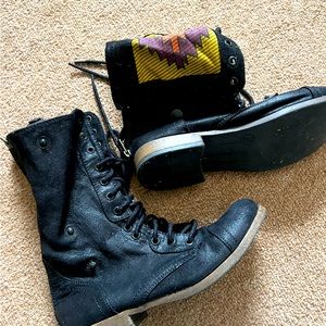 Black combat boots